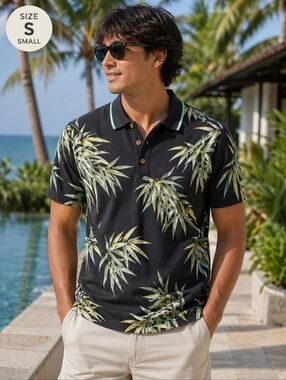 Kaylua Bay Resort Wear Tropical Hawaiian Button-Up Shirt – Island Print Men's Me